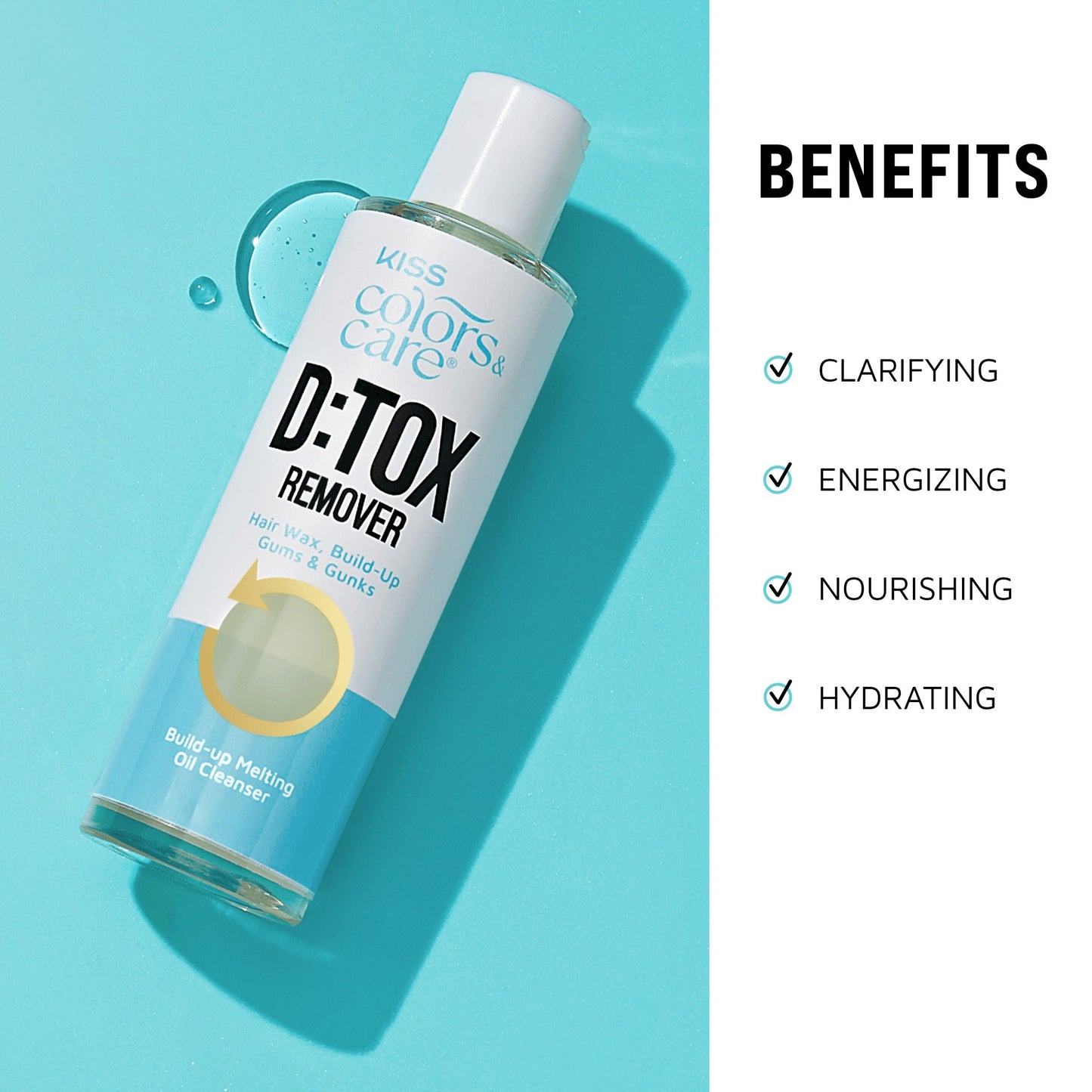 Kiss Colors & Care D:TOX Hair Detox Remover | Build-Up Melting Oil Cleanser, Gentle Cleanser, Removes Hair Wax, 6 fl oz, Hair Care