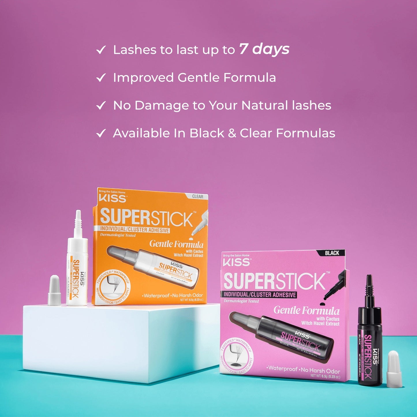 Kiss SuperStick Lash Cluster Adhesive - Black | False Eyelash Glue, Cluster Lash Adhesive, Up to 7 Day Hold