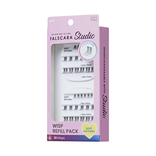 Falscara Studio Mini Refill Pack - Soft Natural | DIY False Lash Extensions, Cluster Lash, Wispy Lashes, 36 Wisps, 8mm-12mm