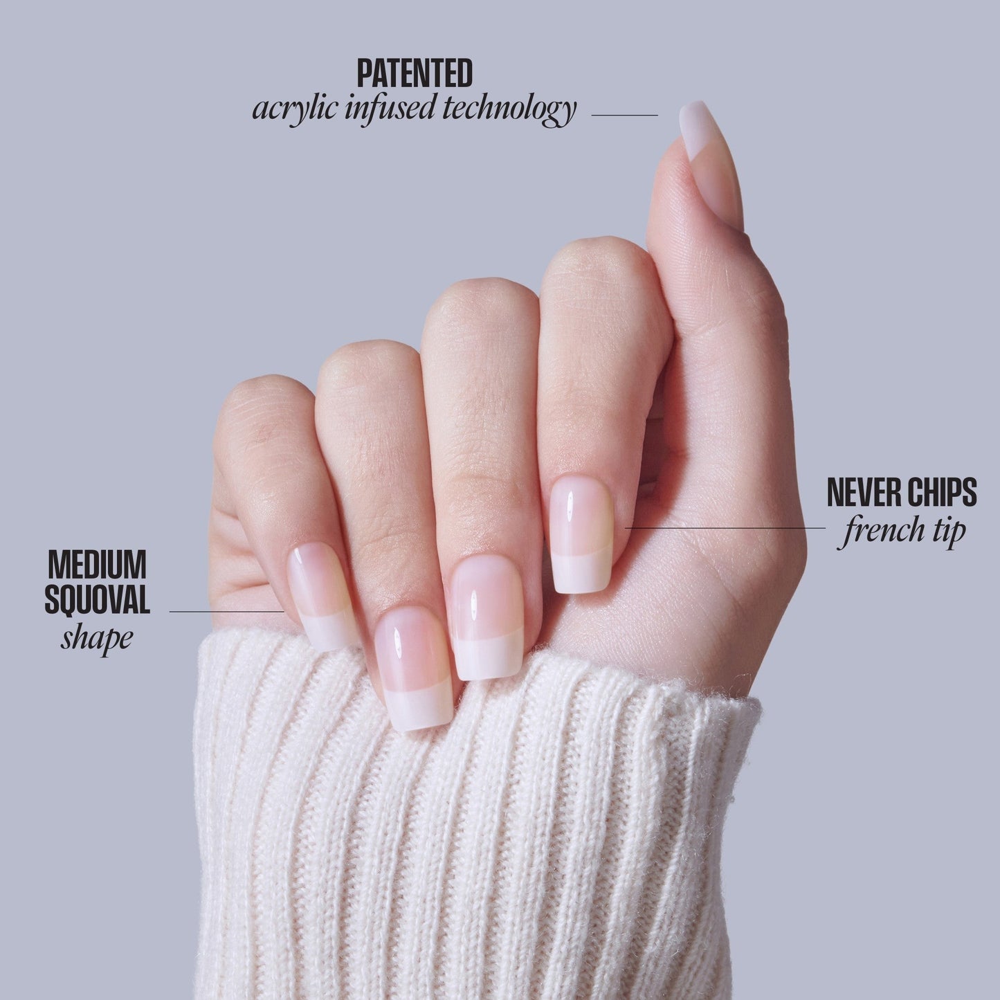 Kiss Core French Press On Fake Glue Nails - Scenario | French Tips, White, Medium, Squoval