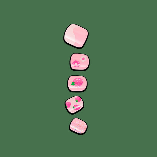 Impress Kids No Glue Fake Press On Nails - Berry Cute | Design, Pink, Kids, Squoval, Manicure