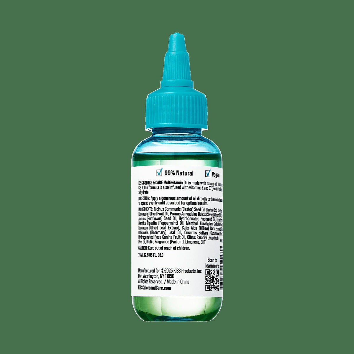 Kiss Colors & Care Multivitamin Oil - Peppermint | To Stimulate & Refresh, Hair & Body, Beauty Products, 2.5 oz