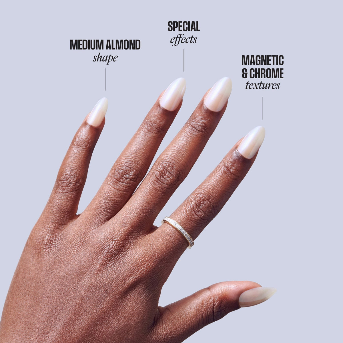 Kiss Glam Embellished Press On Fake Glue Nails - Dive | Design, Neutral, Medium, Almond