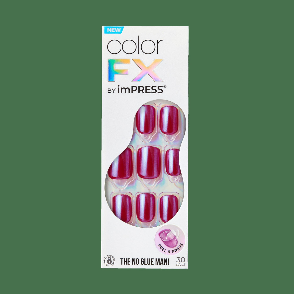 colorFX by Impress No Glue Fake Press On Nails - This City | Solid, Red, Short, Squoval, Manicure