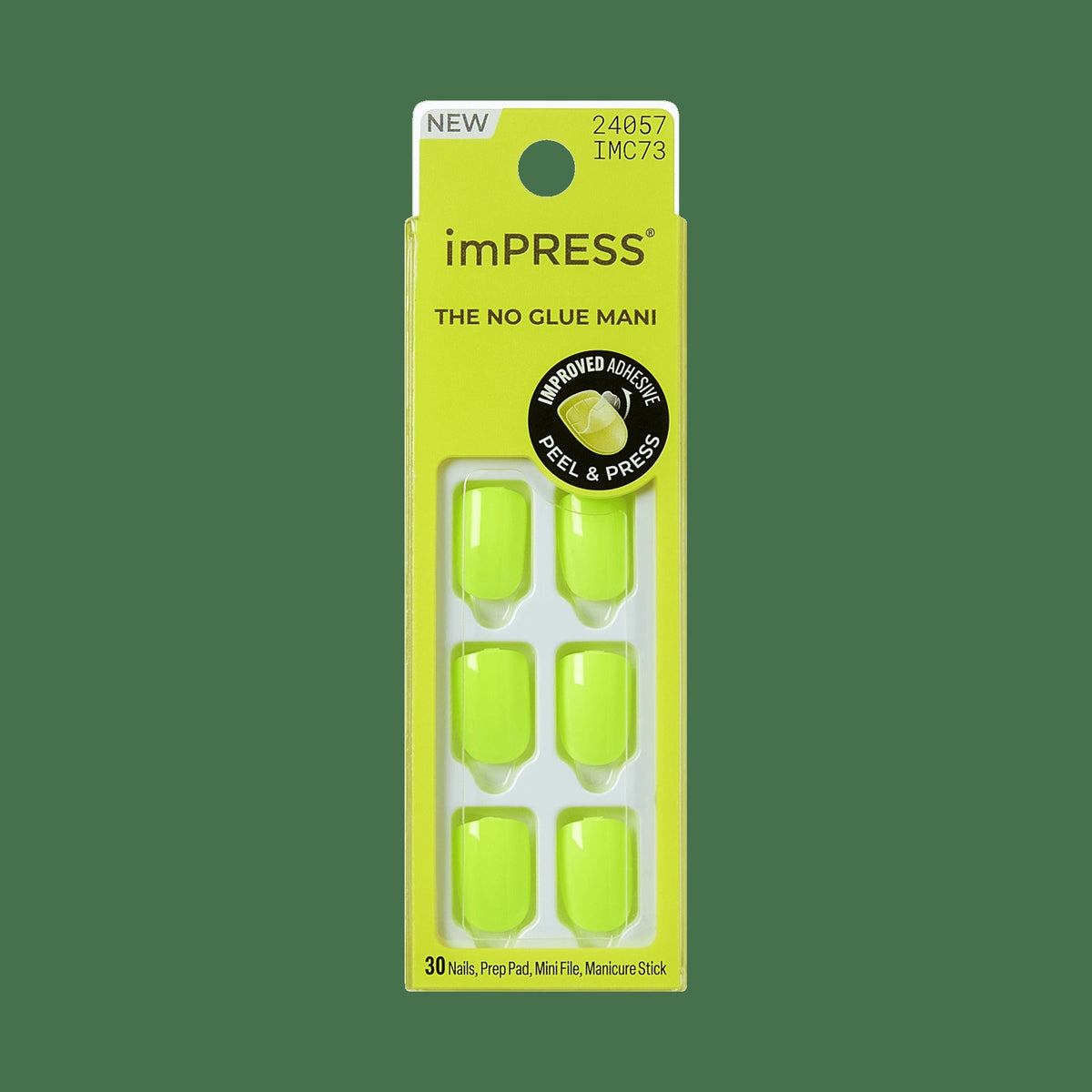 Impress Color No Glue Fake Press On Nails - Brillix | Solid, Yellow, Short, Squoval, Manicure