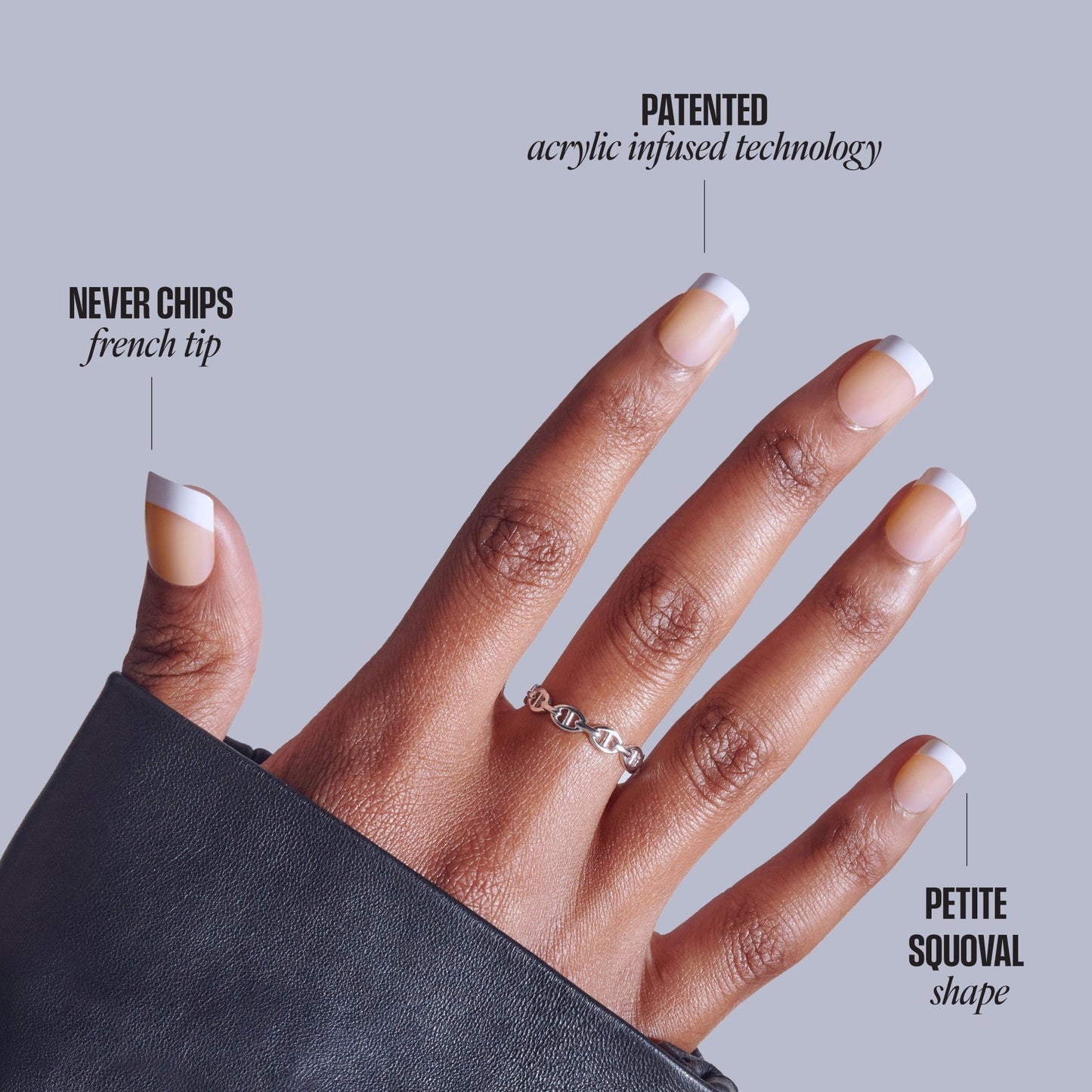 Kiss Core French Press On Fake Glue Nails - If You Dare | French Tips, White, Real Short, Squoval