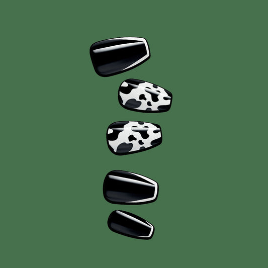 Impress Design No Glue Fake Press On Nails - Like A Star | Design, Black, Medium, Coffin, Manicure