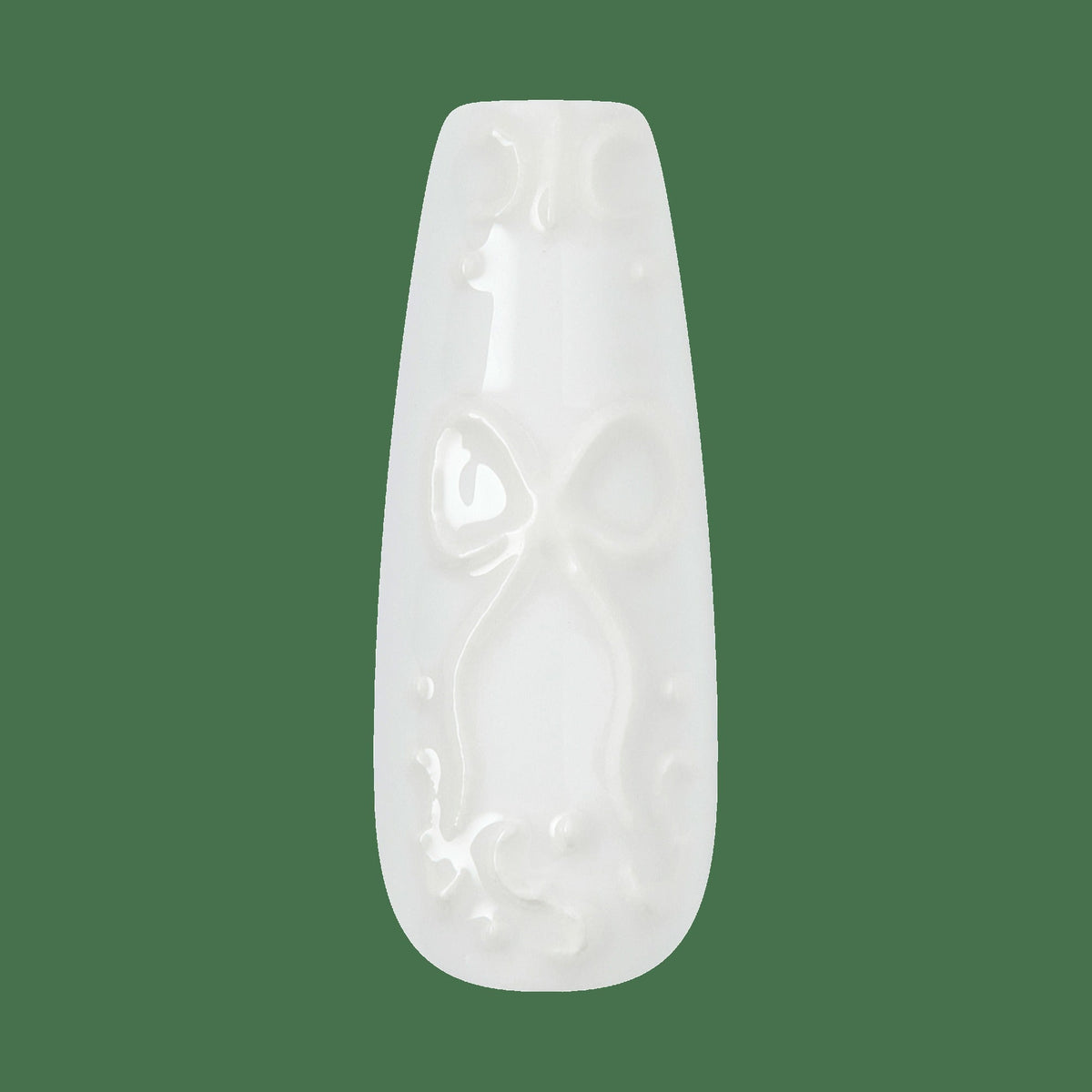 Kiss Glam 3D & Jewel Press On Fake Glue Nails - Breath of Harmony | French, White, Long, Coffin