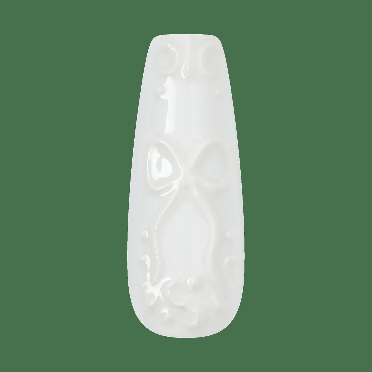 Kiss Glam 3D & Jewel Press On Fake Glue Nails - Breath of Harmony | French, White, Long, Coffin