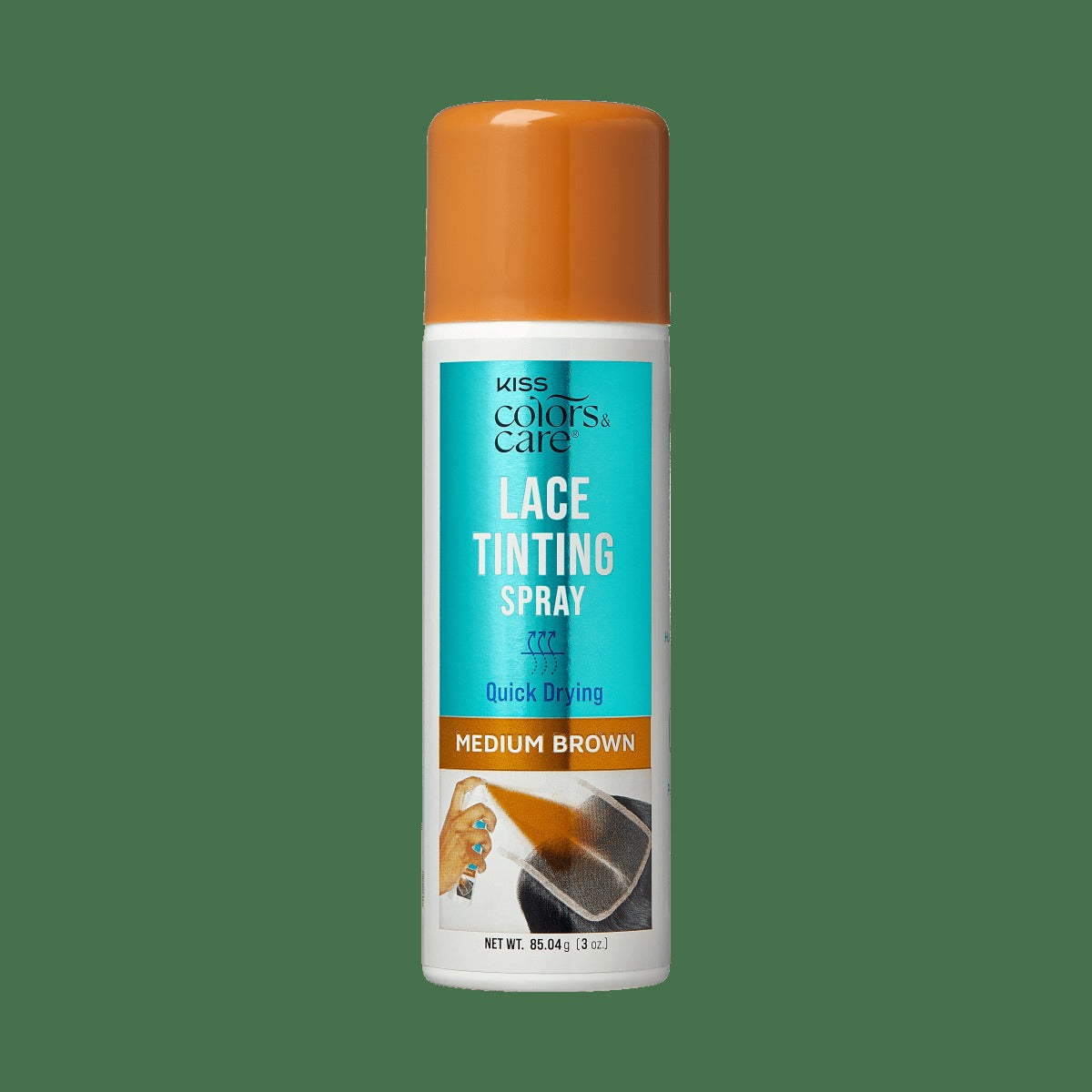 Kiss Colors & Care Lace Tinting Spray | Lace Front Wig Spray, Quick Drying, Transfer Proof, Medium Brown, Hair Care