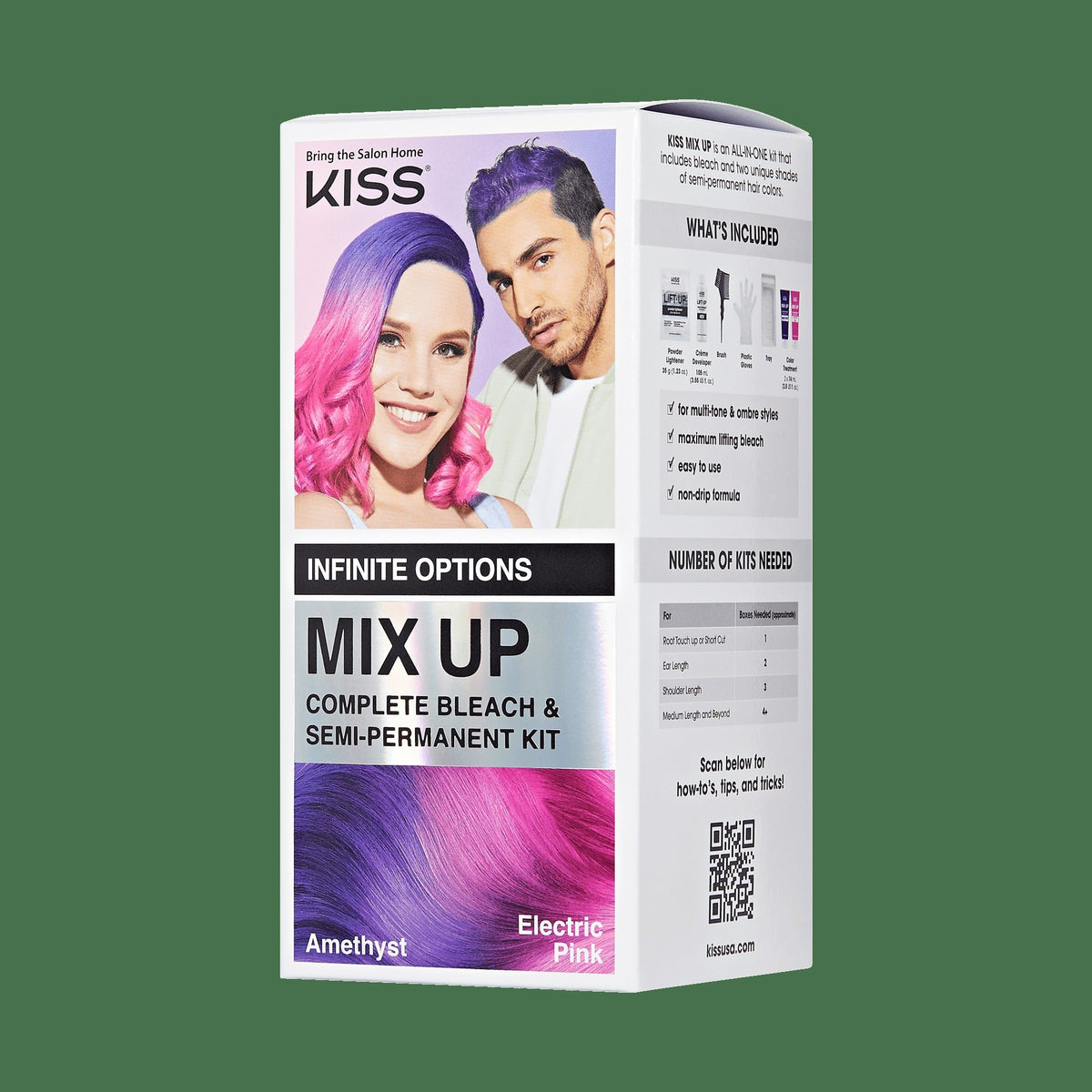 Kiss Mix Up Complete Hair Color Kit - Electric Pink & Amethyst | Hair Dye, Semi-Permanent Color, Hair Color