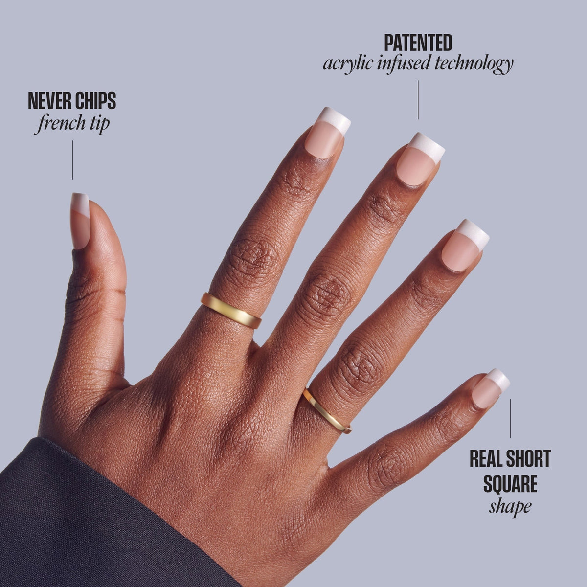 Kiss Core French Press On Fake Glue Nails - I Wish | French Tips, White, Real Short, Square
