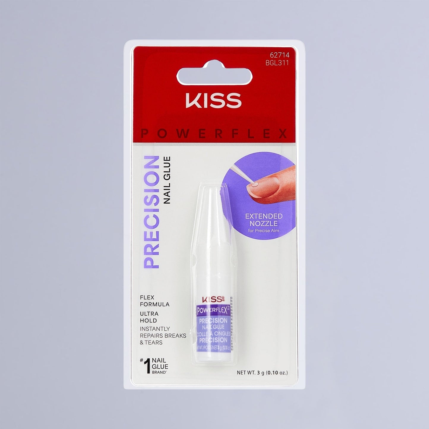 Kiss PowerFlex Precision Fake Nail Glue - 0.10 oz. | Nail Adhesive, Press-On Glue, Precision Nozzle, Ideal for Repairing