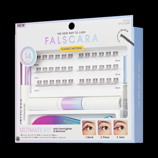 Falscara Classic Natural Special All Inclusive Ultimate Kit -Lengthening | DIY False Lash Extensions, Cluster Lash, Wispy Lashes, 36 Wisps, 10mm-14mm