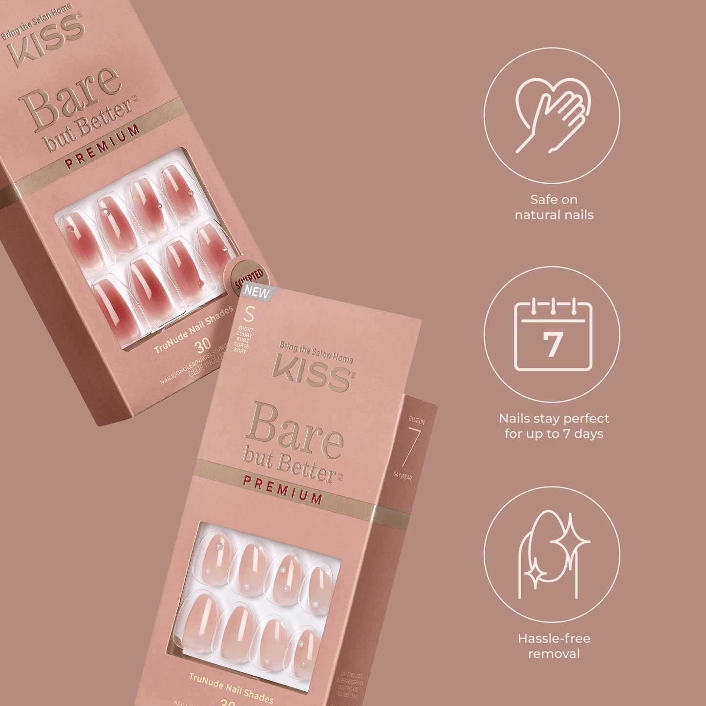 Kiss Bare but Better Premium Press On Glue Nails - Spicy