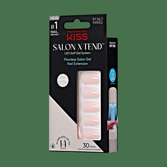 Kiss Salon X-tend Color Press On Soft Gel Nails - Gloria | Solid, Pink, Medium, Almond