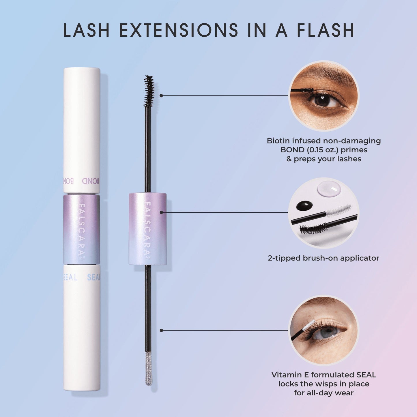 Falscara False Lash Bond & Seal- Black | DIY Lash Extension Adhesive, Lash Bond, Two-Step Adhesive
