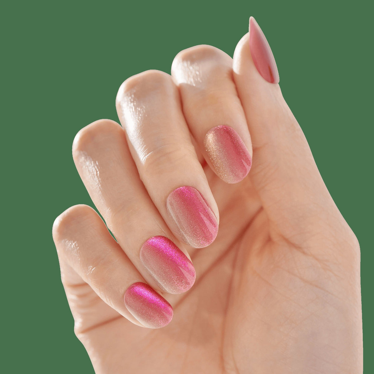 colorFX by Impress No Glue Fake Press On Nails - Walk Out | Solid, Pink, Short, Oval, Manicure