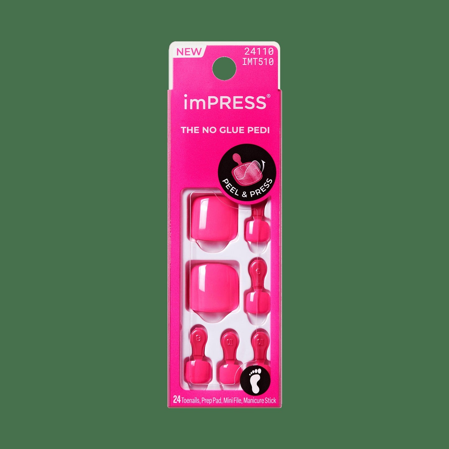 Impress Color No Glue Fake Press On Toenails - Bloomi | Solid, Pink, Short, Squoval, Pedicure