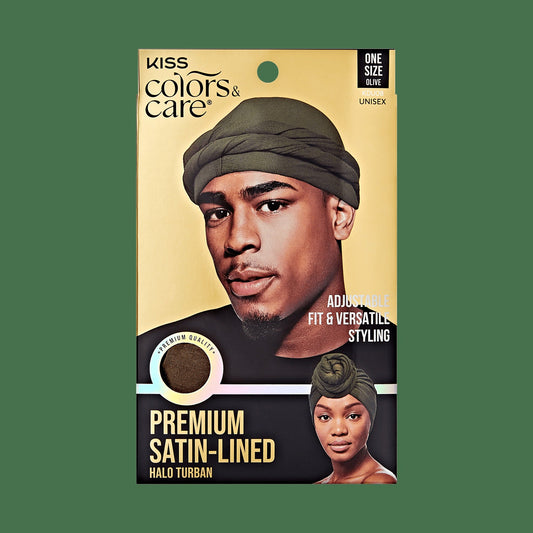 Kiss Colors & Care Premium Satin-Lined Halo Turban - Olive | Hair Turban, Hair Accessories