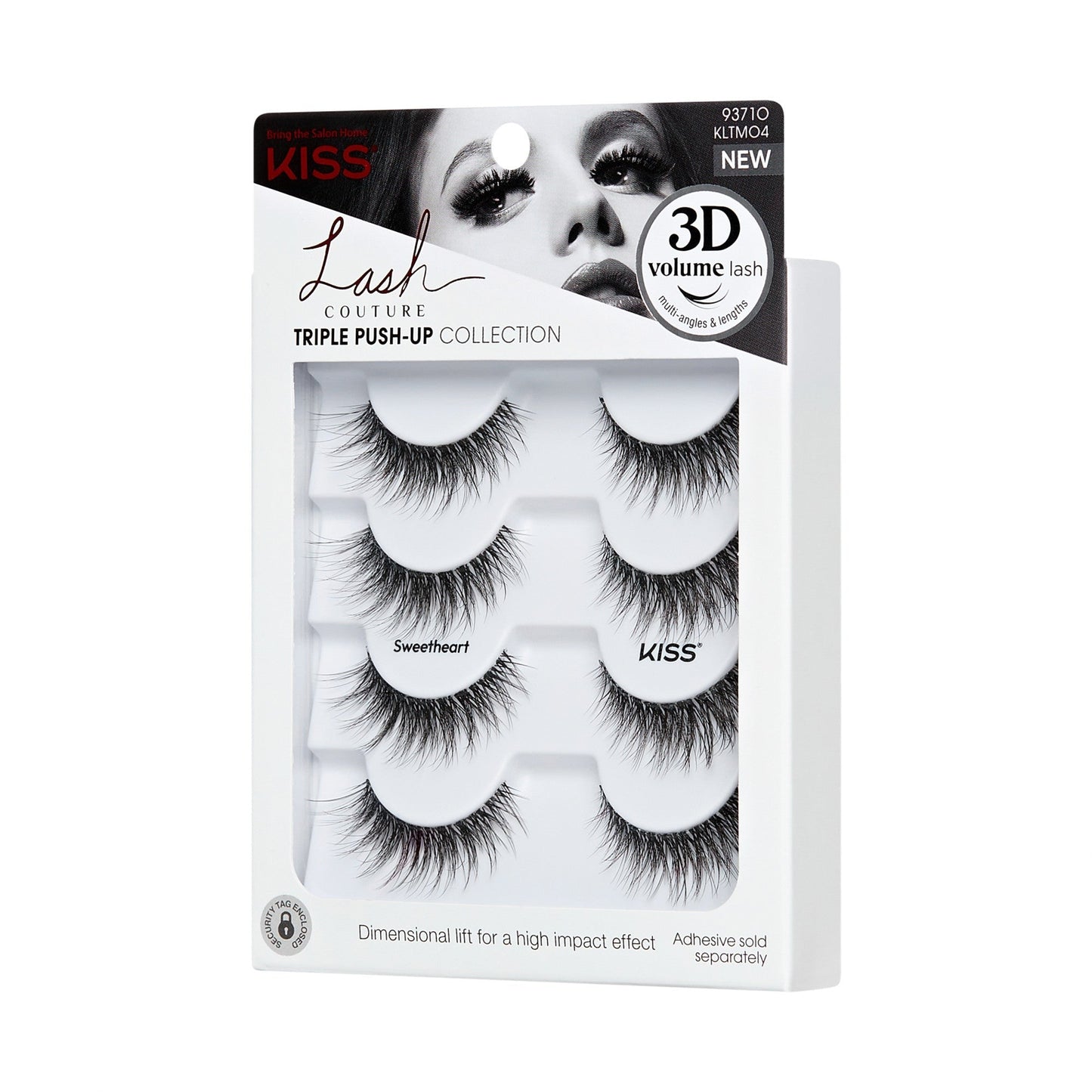 Kiss Lash Couture Triple Push-Up False Eyelashes - Sweetheart | 4 Pairs, Strip Lashes, 14mm
