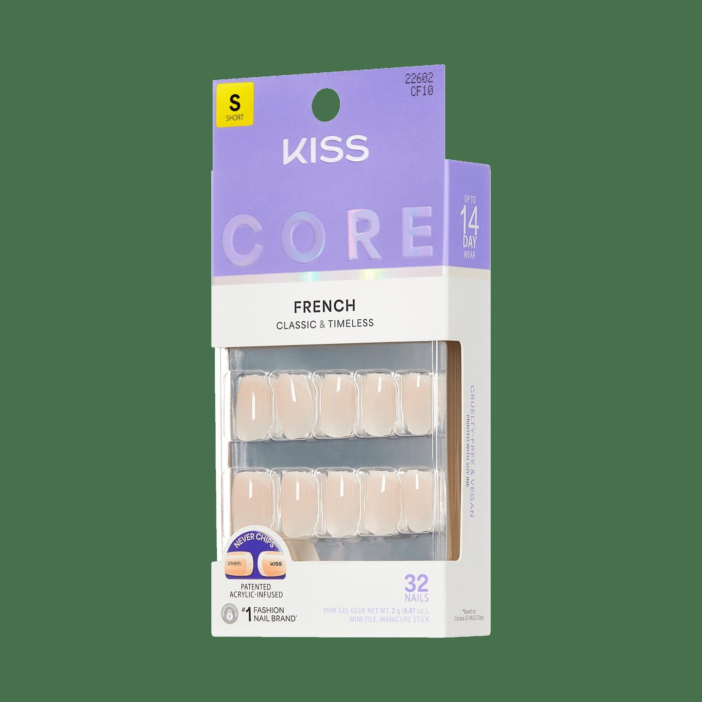 Kiss Core French Press On Fake Glue Nails - My Darling | French Tips, Neutral, Short, Squoval
