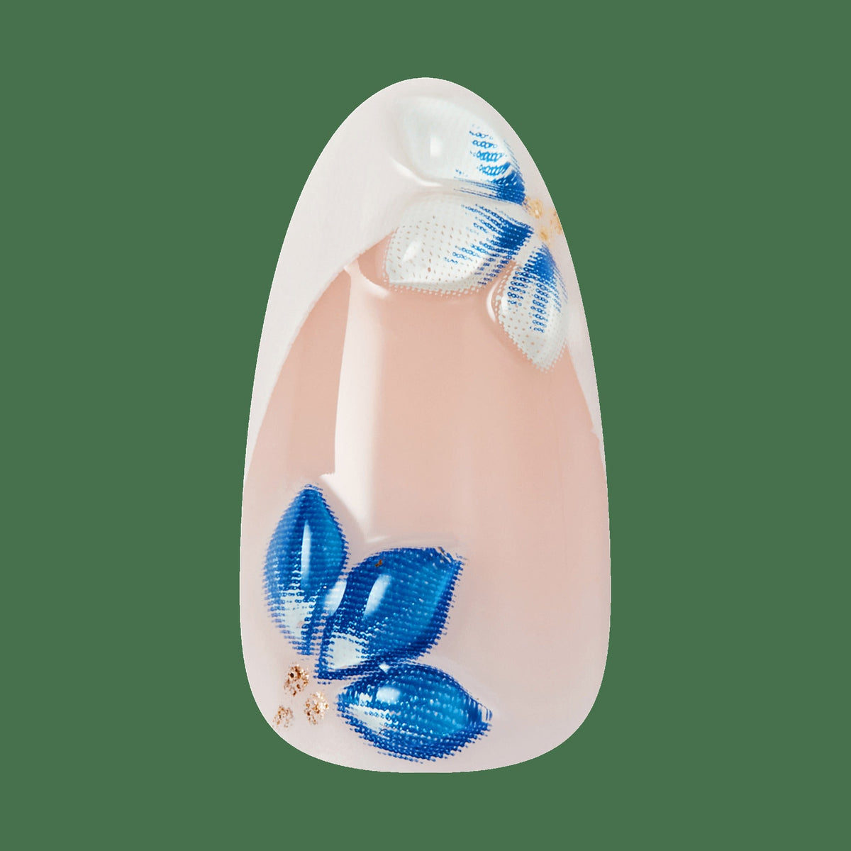 Kiss Glam Jeweled Press On Fake Glue Nails - Summer Drip | 3D & Jewel French Design, Blue & White, Medium, Almond