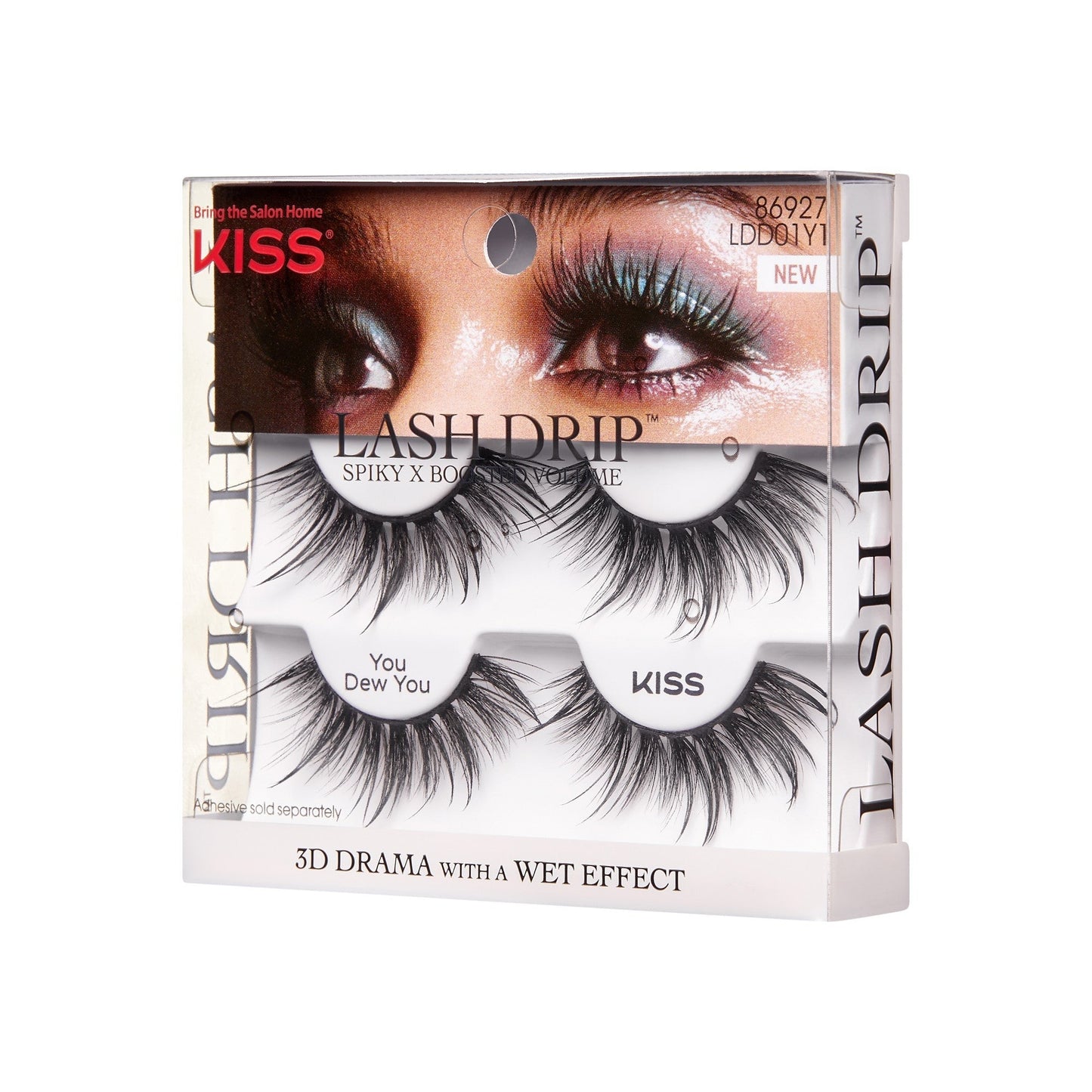 Kiss Lash Drip False Eyelashes Double Pack - You Dew You | 2 Pairs, Strip Lashes, 16mm