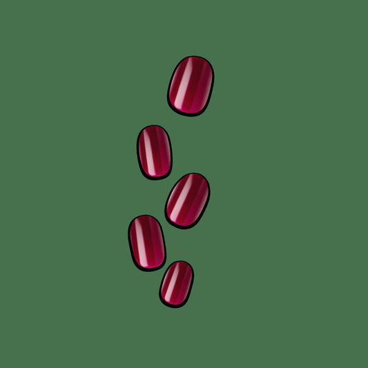 Impress Color No Glue Fake Press On Nails - Maplewood | Solid, Red, Short, Oval, Manicure