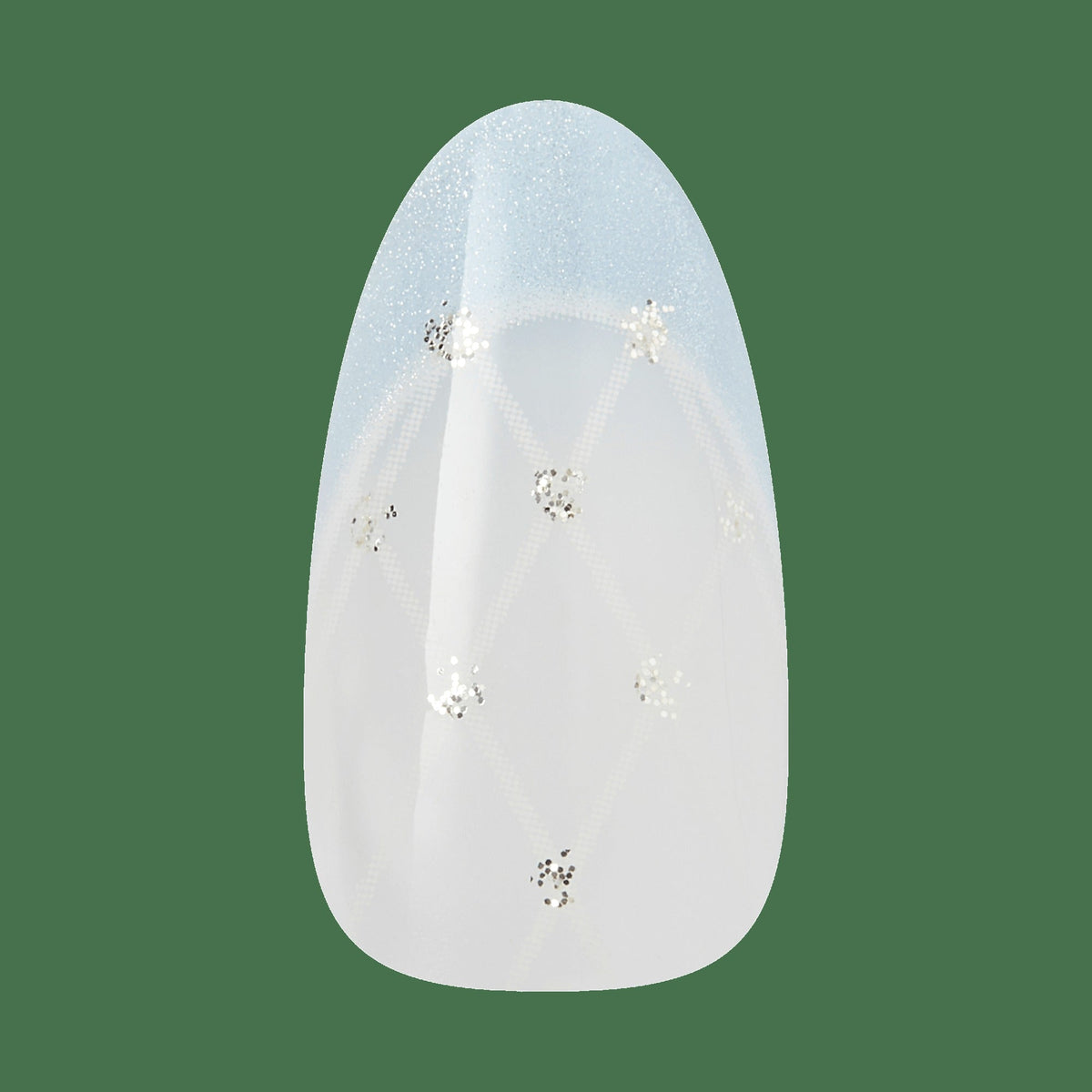 Kiss Nail Drip Press On Fake Glue Nails - Playful Drift | 3D & Jewel French Design, Blue, Medium, Almond