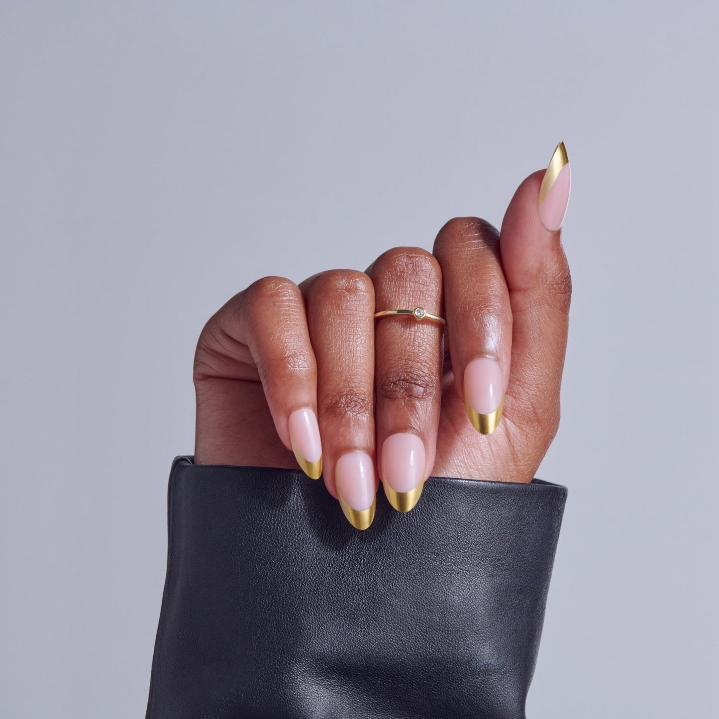 Kiss Core Design Press On Fake Glue Nails - Together | French, Gold, Medium, Almond