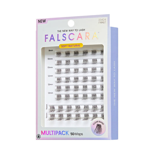 Falscara Soft Natural Mega Multipack | DIY False Lash Extensions, Cluster Lash, Wispy Lashes, 50 Wisps, 8mm-14mm