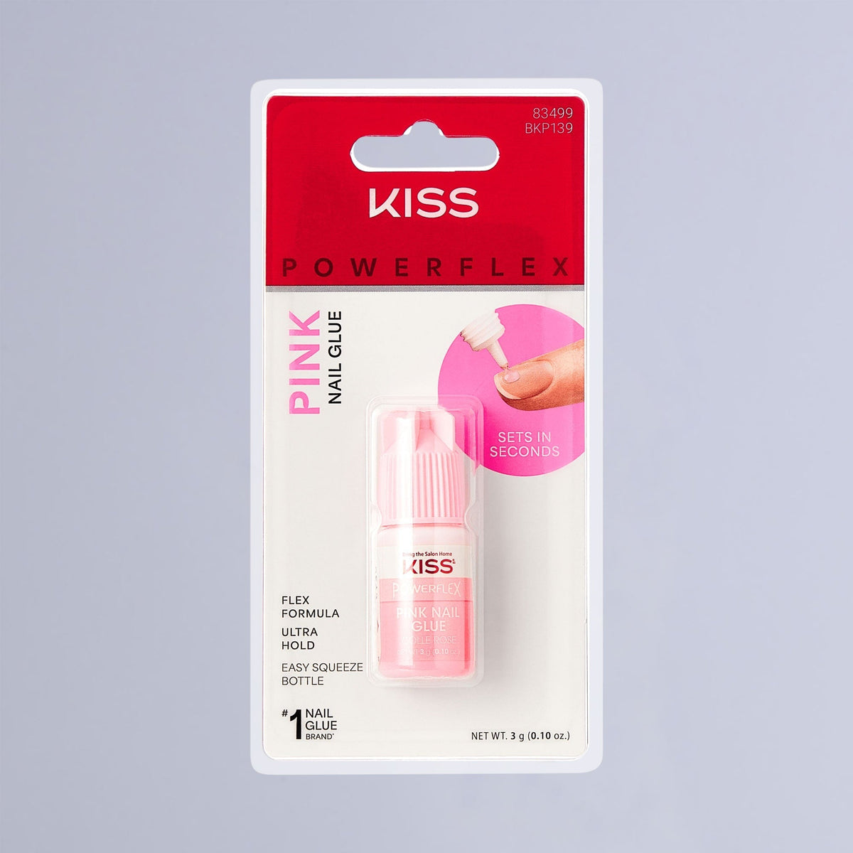 Kiss PowerFlex Pink Fake Nail Glue - 0.10 oz. | Nail Adhesive, Press-On Glue, Pink Tint, Strong Hold