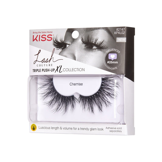 Kiss Lash Couture Triple Push-Up XL Collection False Eyelashes - 02 Chemise | 1 Pair, Strip Lashes, 16mm
