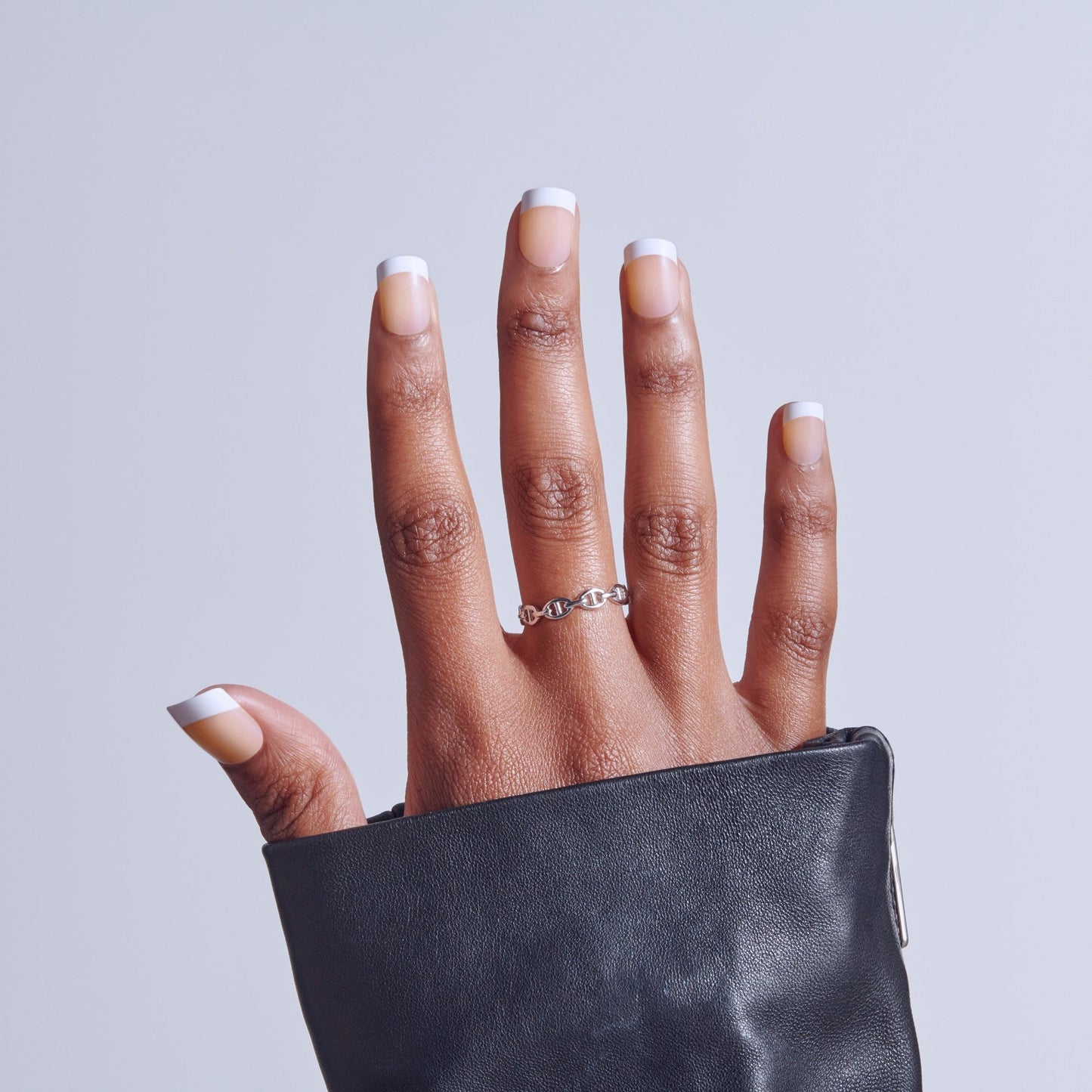Kiss Core French Press On Fake Glue Nails - If You Dare | French Tips, White, Real Short, Squoval
