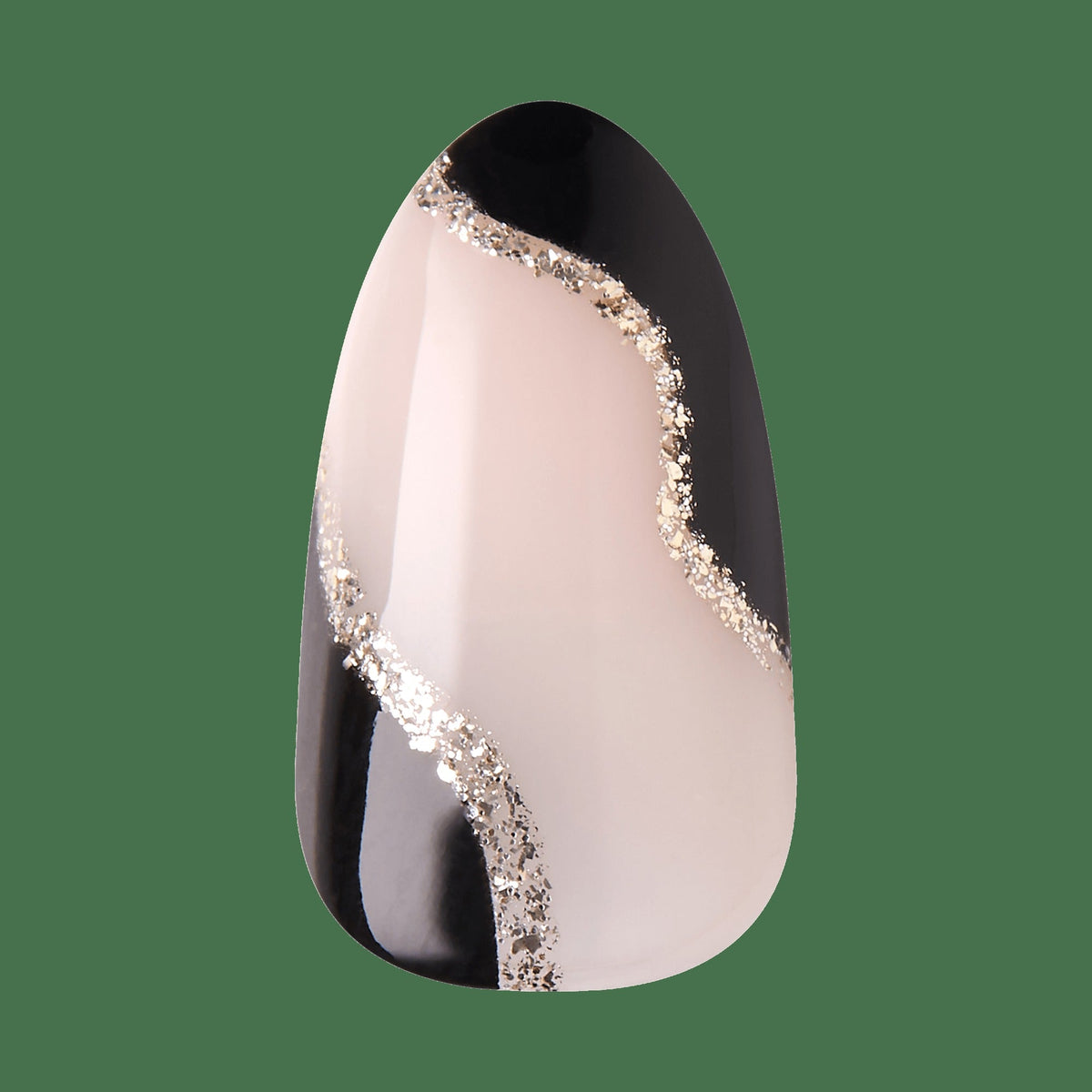 Impress French No Glue Fake Press On Nails - Illusion | French Design, Black, Medium, Almond, Manicure