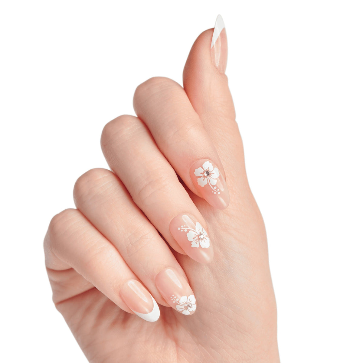 Impress Design No Glue Fake Press On Nails - Uplifted | French Design, White, Medium, Almond, Manicure