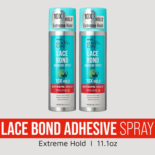 Kiss Colors & Care Lace Bond Adhesive Spray Extreme Hold Bundle - 11.1 oz. 2 Pack