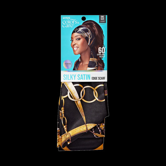 Kiss Colors & Care Silky Satin Edge Scarf - Luxe | Head Scarf, Hair Scarf, 60"L x 4"W, Hair Accessories