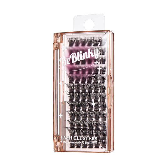 BeBlinky False Eyelashes, Wide Band - Natural | 72 Clusters, Cluster Lashes, 9mm- 16mm