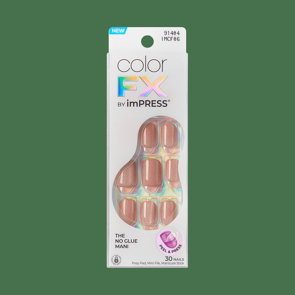 colorFX by Impress No Glue Fake Press On Nails - Starstruck | Solid, Beige, Short, Squoval, Manicure