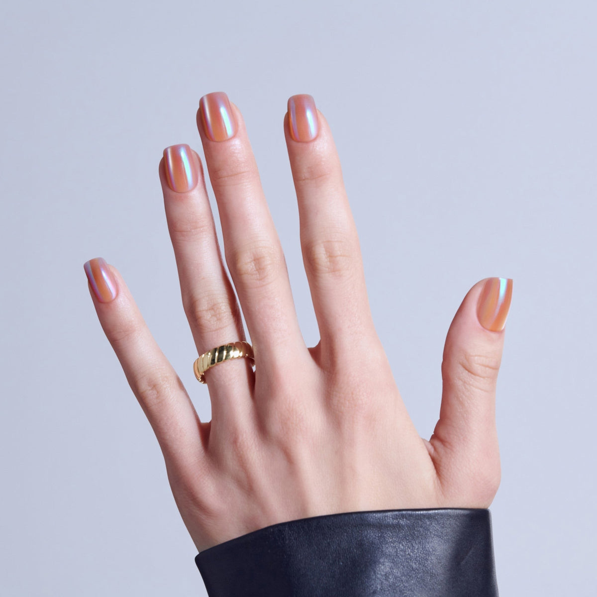 Kiss Glam Embellished Press On Fake Glue Nails - Golden Hour Affairs | Design, Pink, Short, Squoval