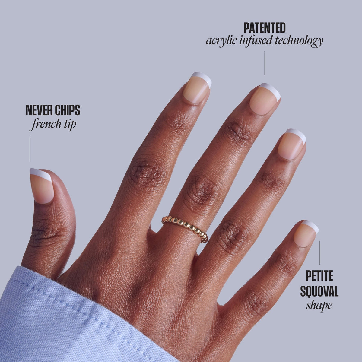 Kiss Core French Press On Fake Glue Nails - Perfection | French Tips, White, Petite, Squoval
