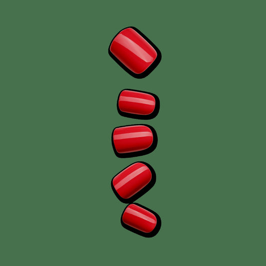 Impress Color No Glue Fake Press On Nails - Reddy or Not | Solid, Red, Short, Squoval, Manicure