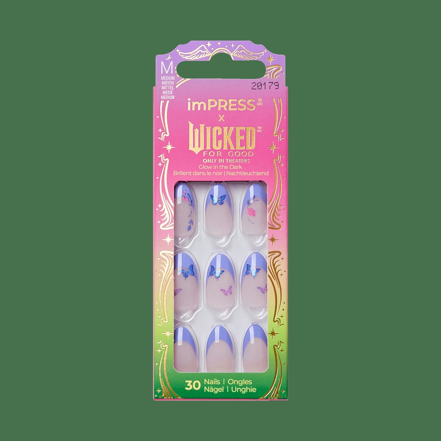 Impress X WICKED: FOR GOOD | Glinda Upland | French Design, Purple, Medium, Almond, Manicure