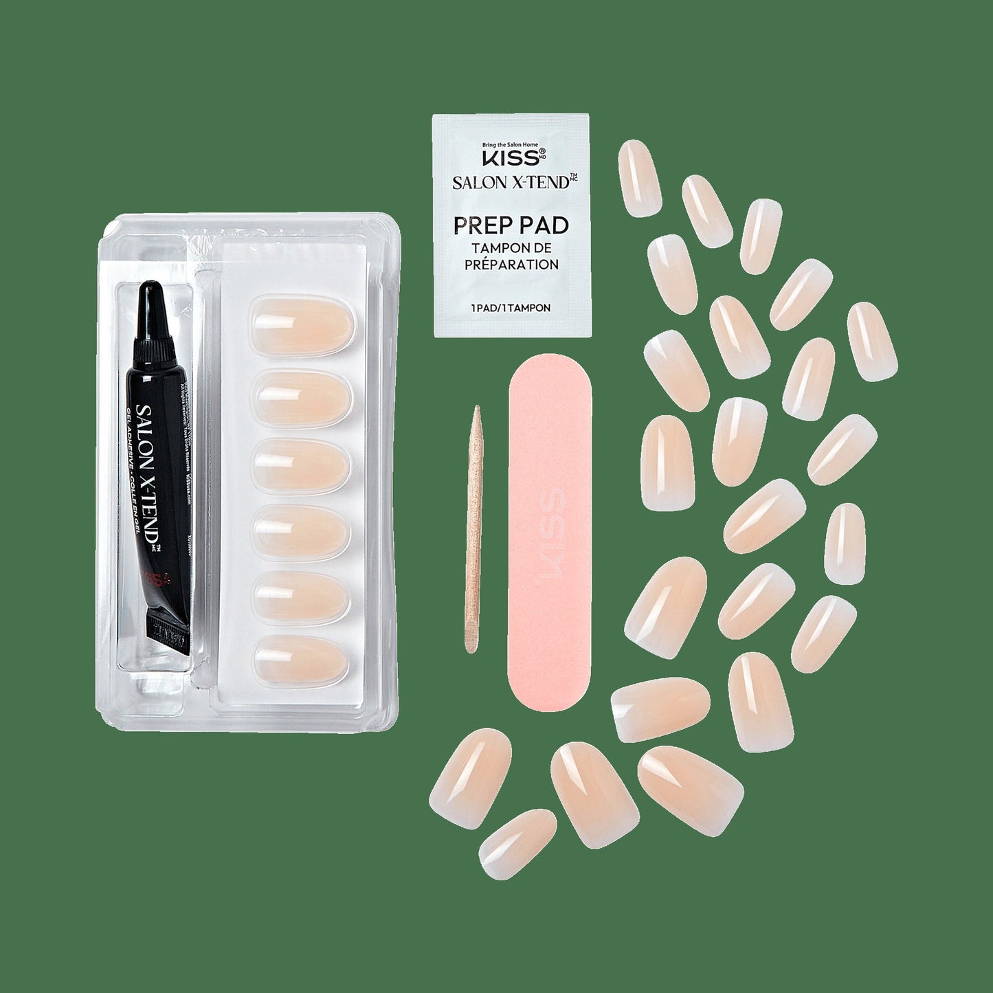 Kiss Salon X-tend Color Press On Soft Gel Nails - Moonlight | Solid, Beige, Medium, Oval
