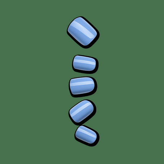 Impress Color No Glue Fake Press On Nails - Baby Why So Blue | Solid, Blue, Short, Squoval, Manicure