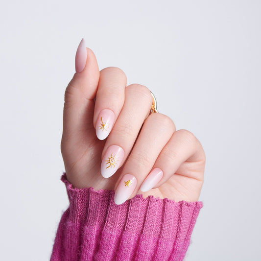 Kiss Glam Jeweled Press On Fake Glue Nails - Ocean Air, Salty Hair | 3D & Jewel Design, Pink, Medium, Almond