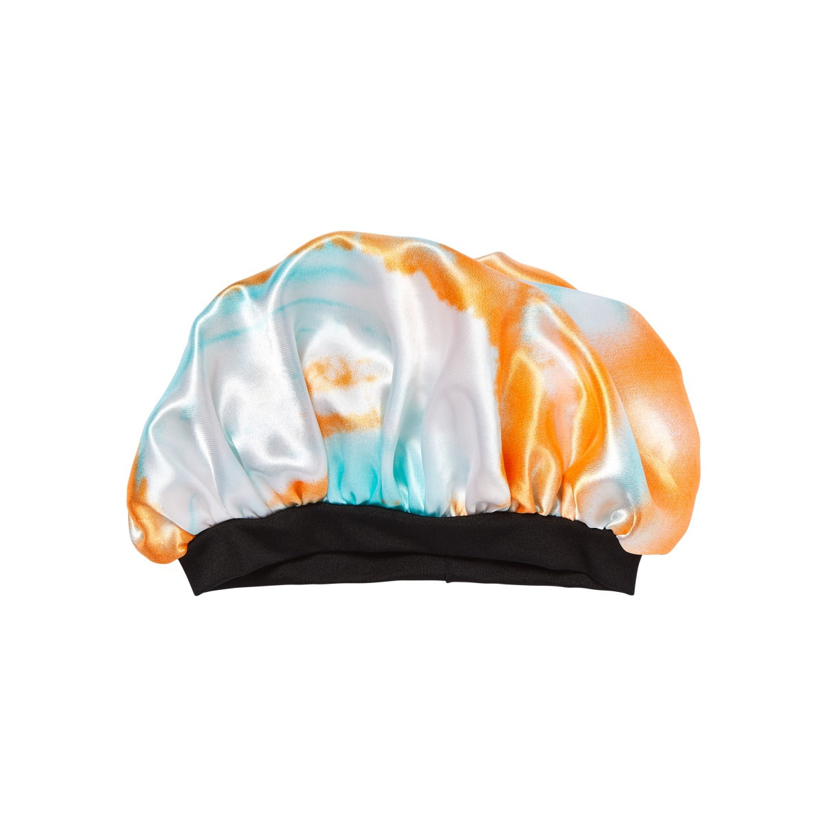 Kiss Colors & Care Kids Satin Wide Band Bonnet - Tie Dye Orange Blue | Age 5-10, Silk Bonnet, Sleep Bonnet, Hair Accessories