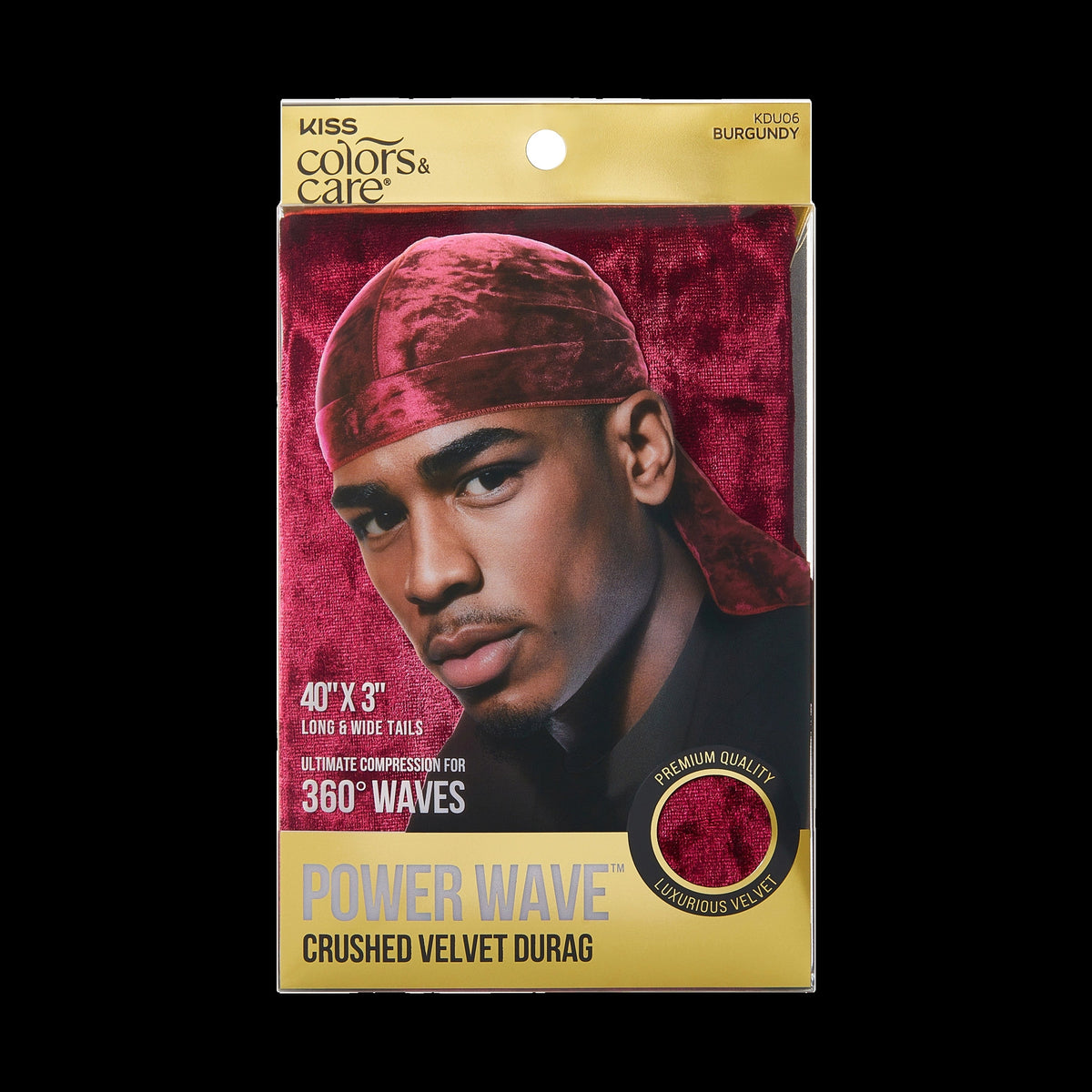Kiss Colors & Care Power Wave Velvet Luxe Durag - Burgundy | Wave Cap, One Size, Hair Accessories